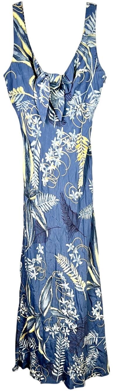 Trilogy Midi Dress Size Womens Size 6 Gray Yellow Floral Topical Garden Vintage